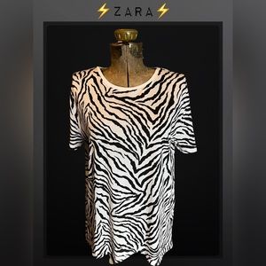 ⚡️ZARA⚡️ Zebra Print Asymmetrical T-Shirt